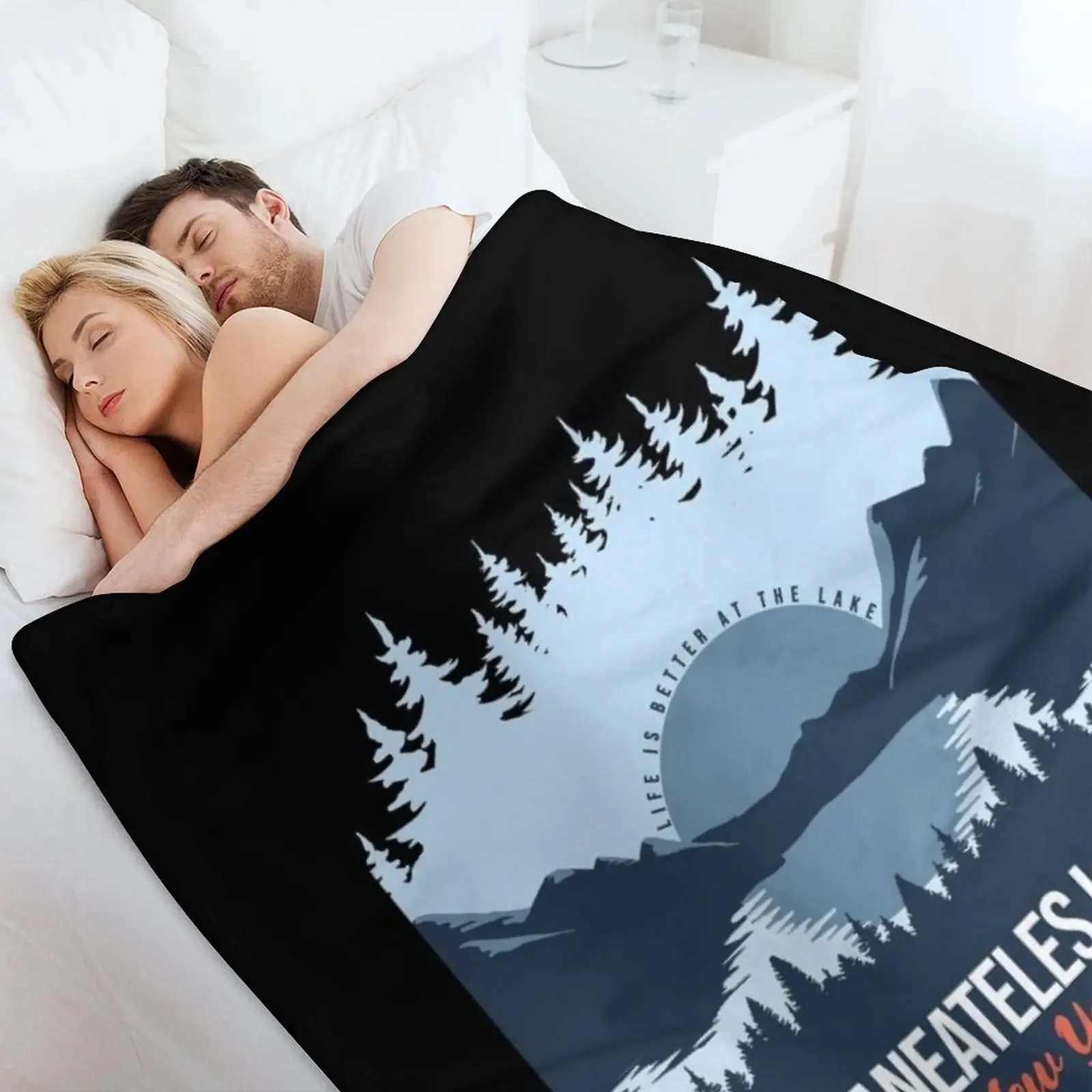 Skaneateles Lake New York с горным и сосновым деревом пледы покрывала волосатые мягкие
