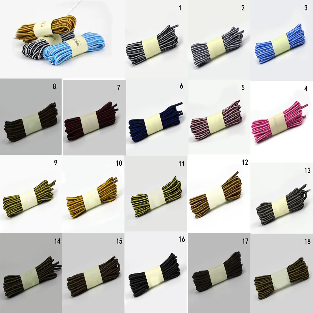 1 Pair Martin Shoes Round Shoe Laces Striped Double Color Fashion Shoelaces Outdoor Hiking And Leisure Sports Shoelace 18 Color