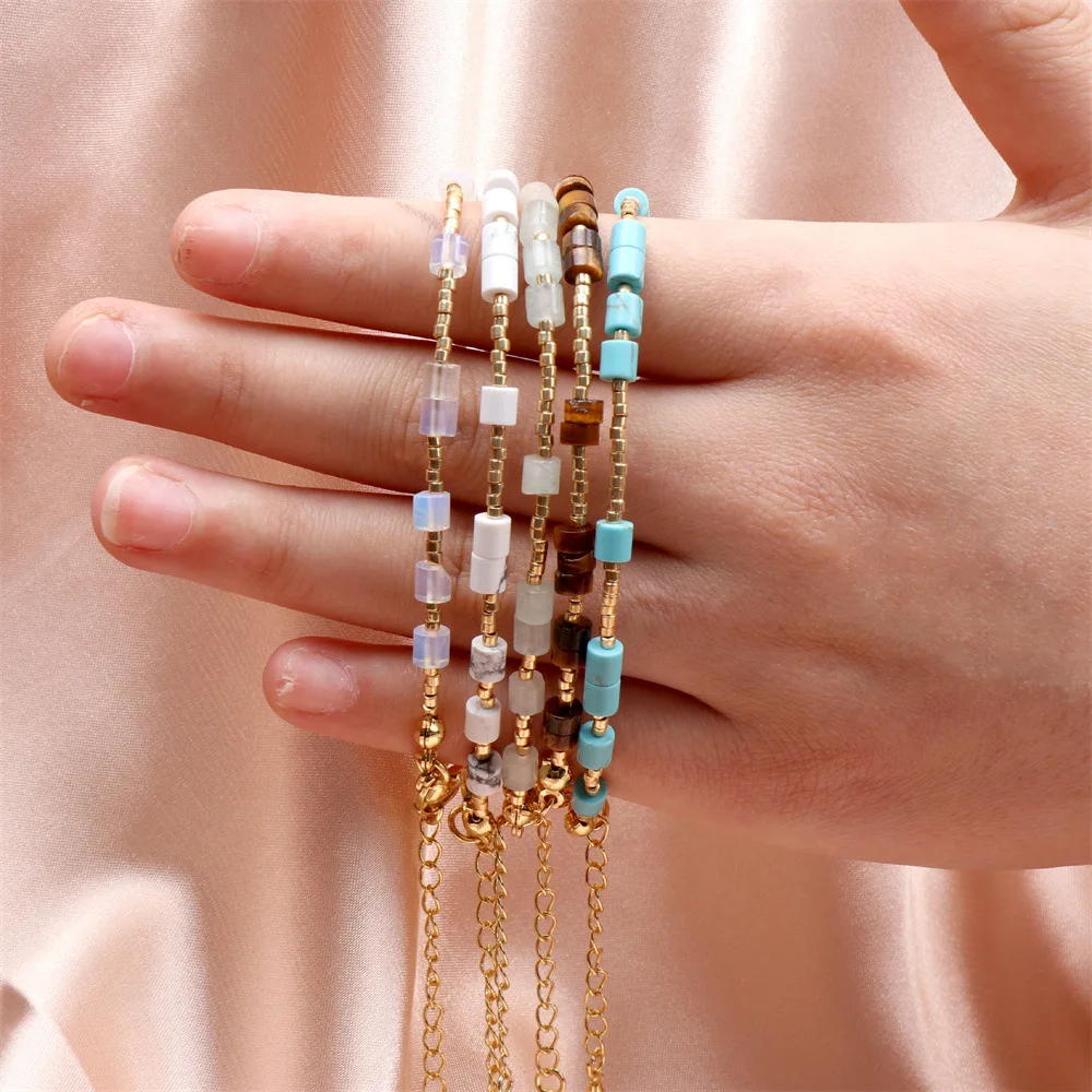 

Vlen Miyuki Seed Beads Simple Thin Bracelet for Women Girl Friends Gift Natural Stone Adjustable Chain Bracelets Pulseras
