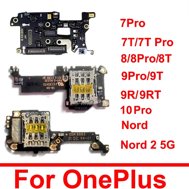 Conector de ranura para lector de tarjetas Sim con placa de micrófono para Oneplus 1 + 7 7T 8 8T 9 Pro 9 9T 9R 9RT 10 Pro Nord 2 5G, reparación