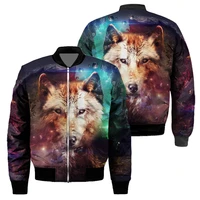 printed jacket fashion trend thickened bomber motorcycle off road jacket cotton lined jacket 2022 new mens animal wolf 3d style
