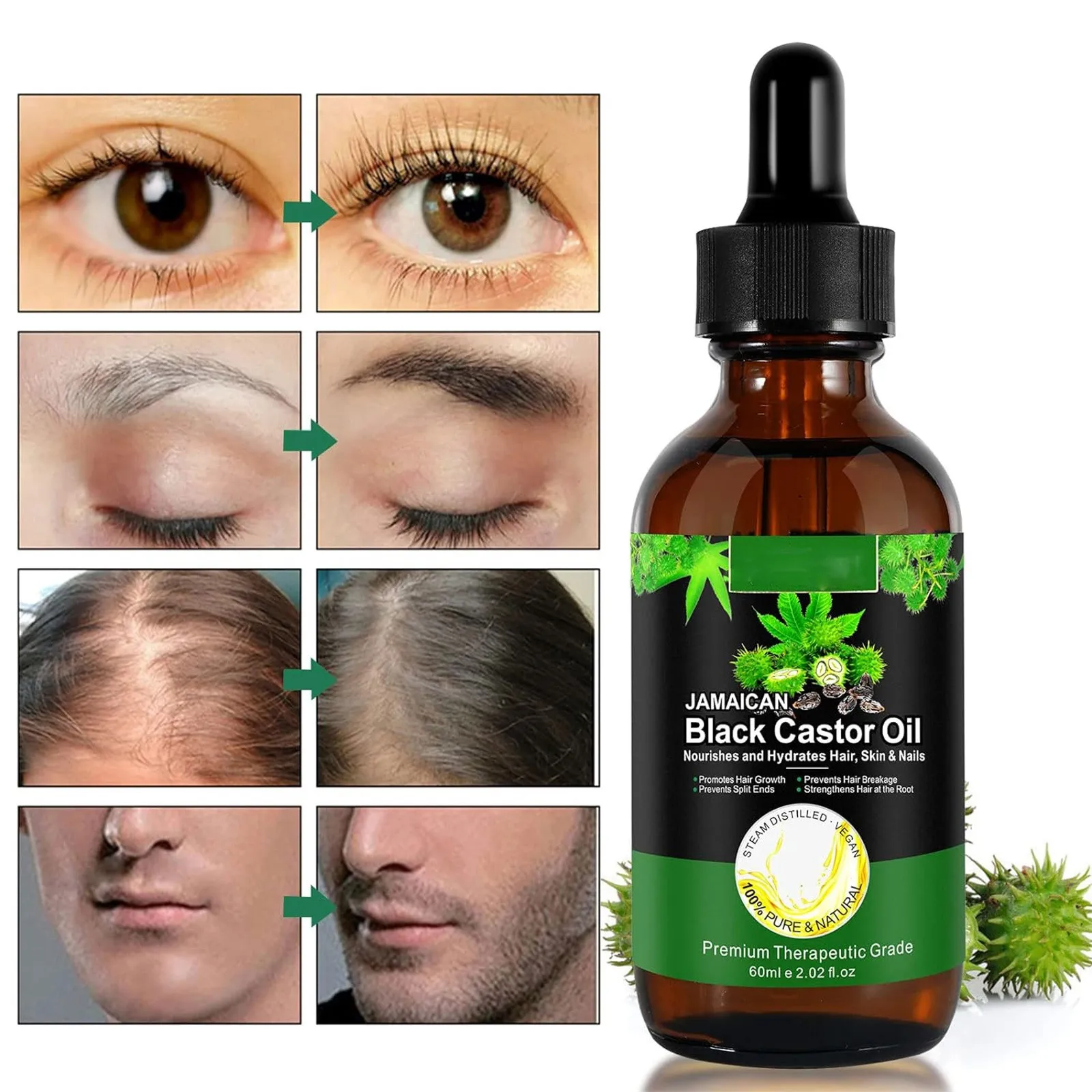 

60ml Castor Oil Eyelashes Eyebrow Hair Growth Essential Oil Prevent Skin Aging Castor Organic Serum Hair Fast Growth Liquid