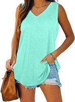 womens tank tops v neck basic solid color casual flowy summer sleeveles 2021 edition tops women 2021