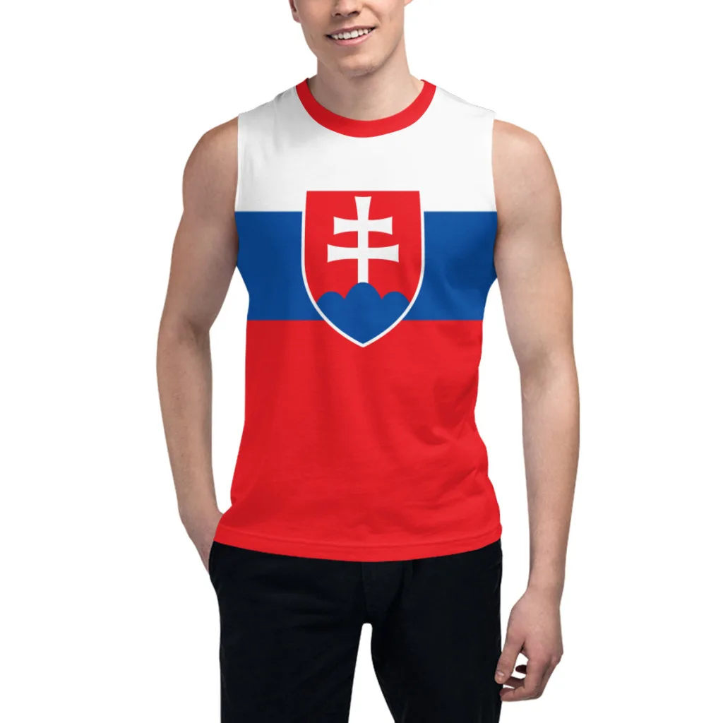 

Sleeveless T-shirt Slovakia Flag 3D Men's Boys Tshirt Gyms Tank Tops Fitness Joggers Basketball Training Vest
