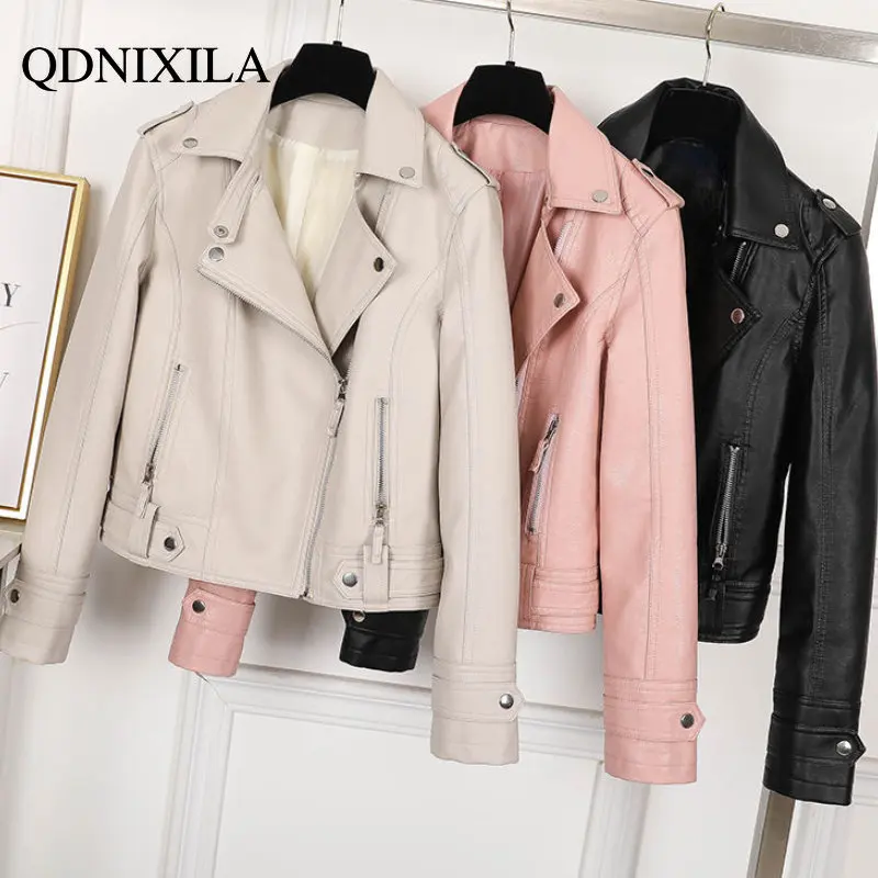 Autumn Winter 2022 Women's Leather Coat Korean Version Short Slim Motorcycle Leather Jacket Women Demi-season Jacket for Women