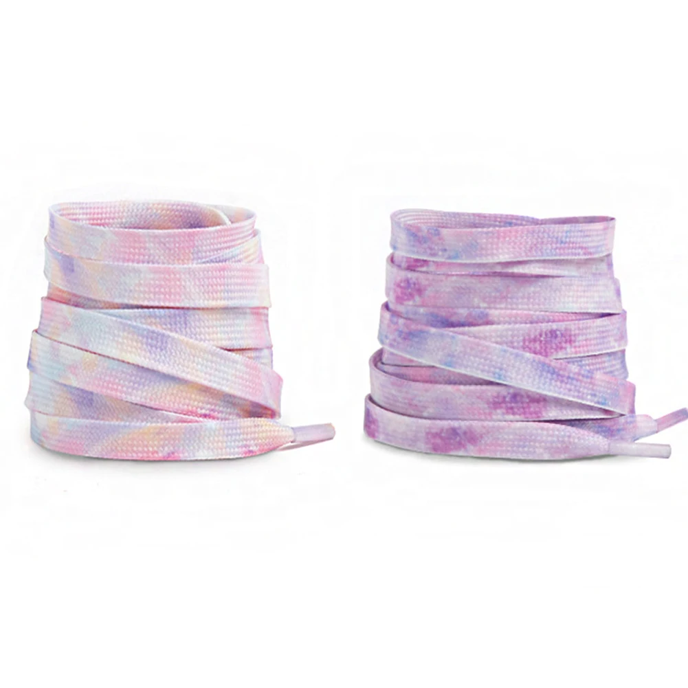 1 Pair Rainbow Shoelace 8mm Tie-dye Shoe Laces For Casual Canvas Shoes Colorful Shoestrings Unisex Flat Boot Laces New