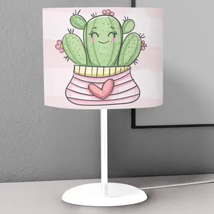 Cute Cactus Kids Bedroom Nightstand Night Desktop Lamp Decorative Lampshade Book Reading Light Lantern Bedside