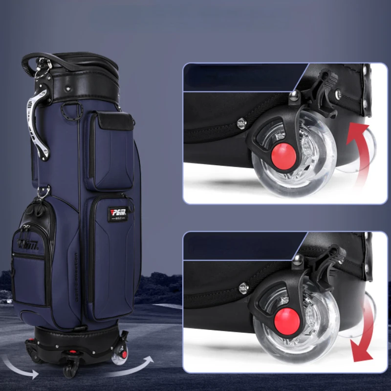 PGM Men Golf Cue Pulley Bag Standard Bag Pack Universal Scalable Ball Cap Waterproof Nylon Large Capacity Can Hold 13 Clubs New