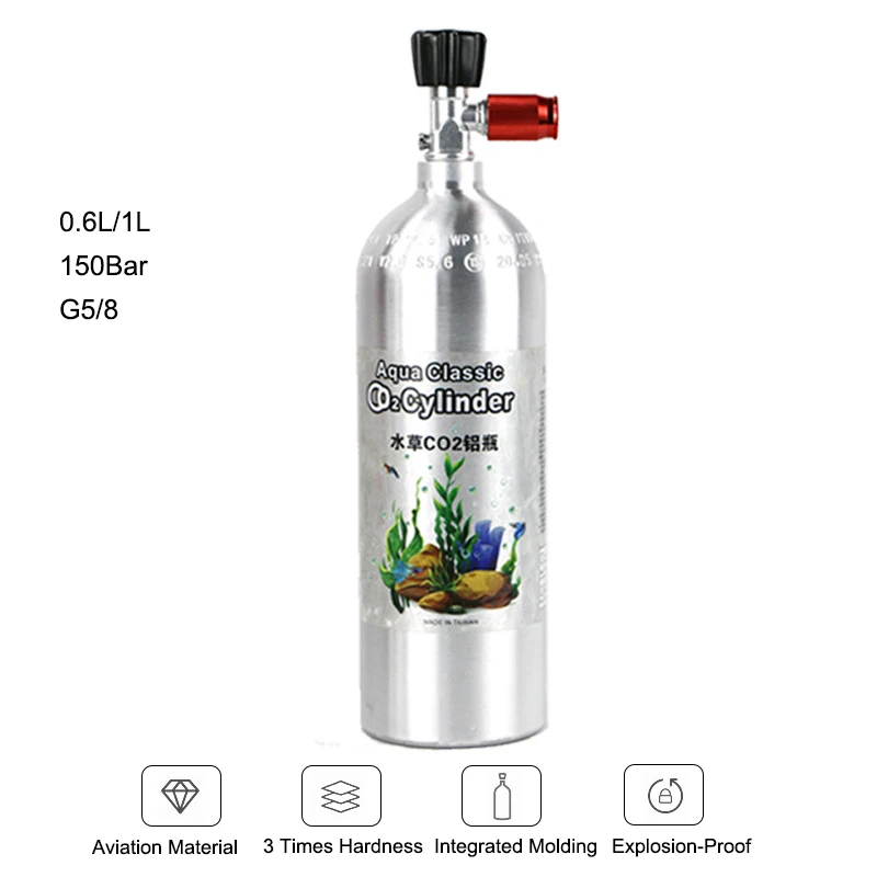 

0.6L/1L Aquarium CO2 Cylinder 150bar High Pressure Aluminum Bottle Seamless Oxygen Cylinder Explosion Proof Gas Tank With Valve