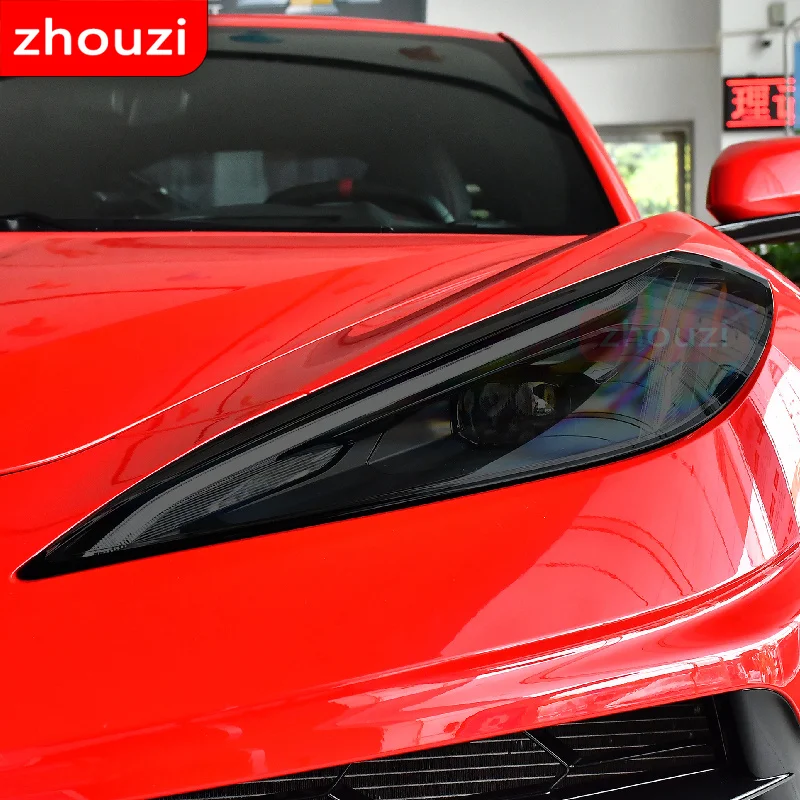 

2 X For Chevrolet Corvette C7 C8 2014-On Car Headlight Tint Black Protective Film Protection Transparent TPU Sticker Accessories