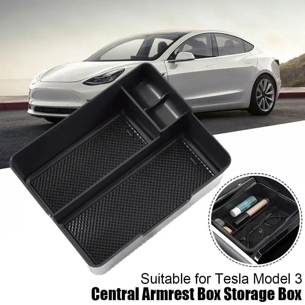 

For Tesla Model 3 2017 2018 2019 2020 Car Central Armrest Non-Slip Tidying Storage Box Box Box Accessories Stowing Glove Ca J6S9