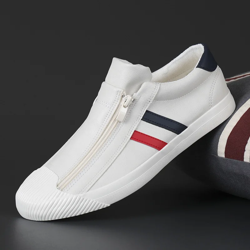 

Мужские кожаные кроссовки, белые прогулочные туфли, модные повседневные кроссовки в Корейском стиле, новинка 2022