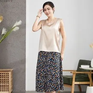 Женский новый двухслойный жилет из натурального шелка на подтяжках O7