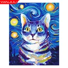 Алмазная живопись 5D, Алмазная мозаика, мультяшный Кот, полная Алмазная вышивка, звездное небо, сделай сам, стразы, Набор для вышивки крестиком, украшение для дома