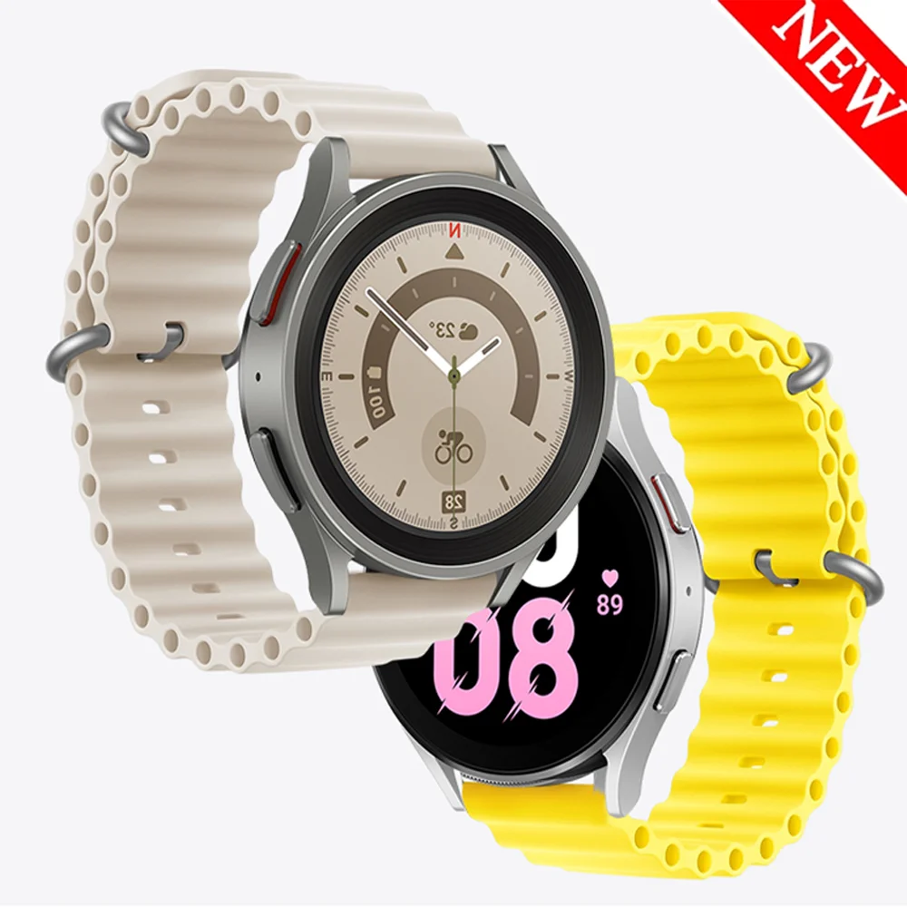 

Силиконовый браслет Ocean Band для Samsung Galaxy watch 5 Pro, ремешок для часов, 45 мм, 4 classic, 44 мм, active 2, 20 мм, 22 мм