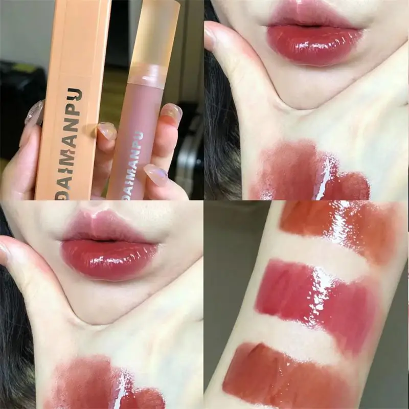 

High Color Value Lip Gloss Tea Frozen Water Moisturizing Mirror Lip Glaze Pink Durable Doodle Lipstick Waterproof LastingMakeup