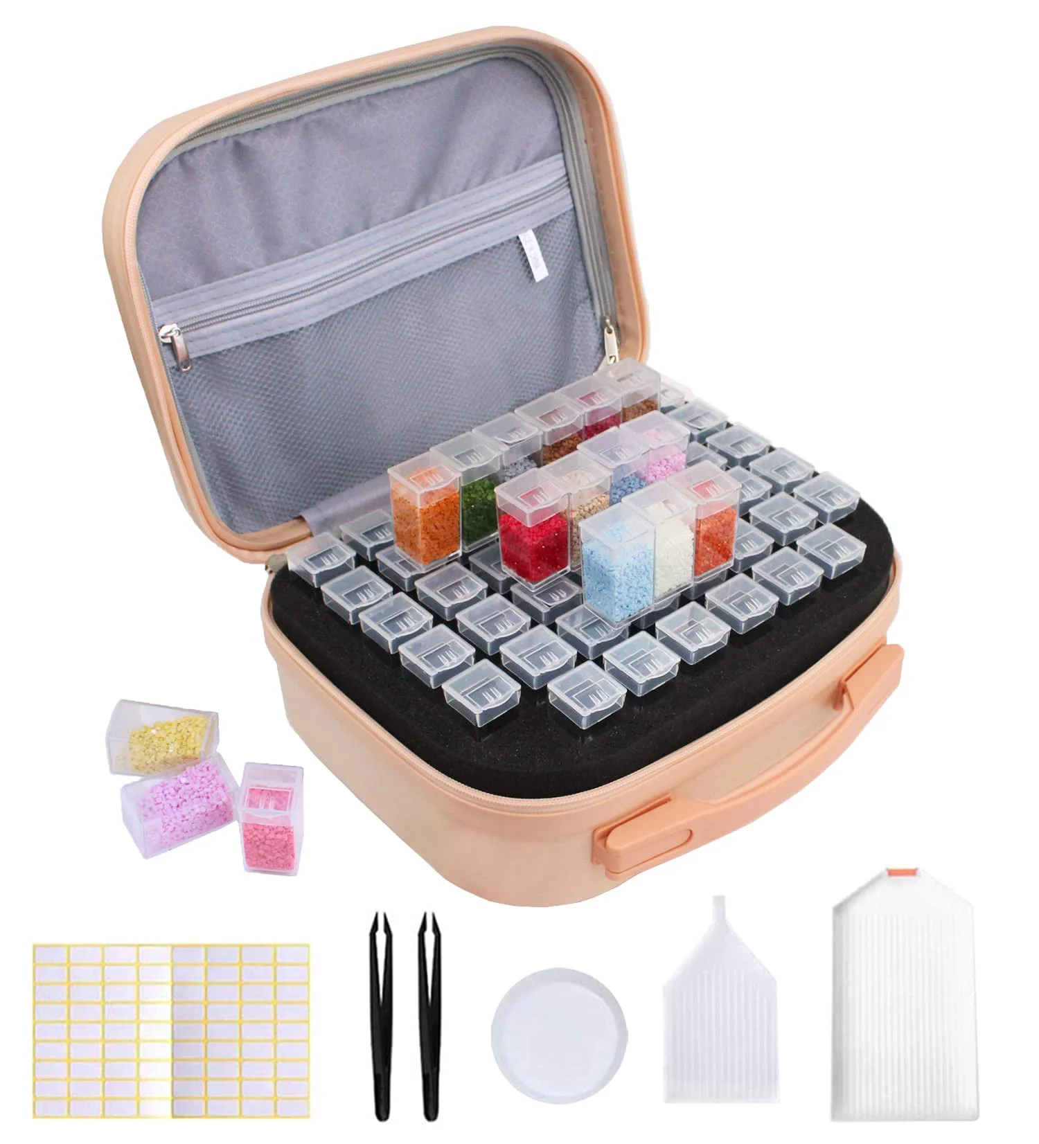 

92 Grids Diamond Painting Storage Case, Bead Storage Double-Deck Containers, Diamond Painting Accessories with Shockproof Zipper