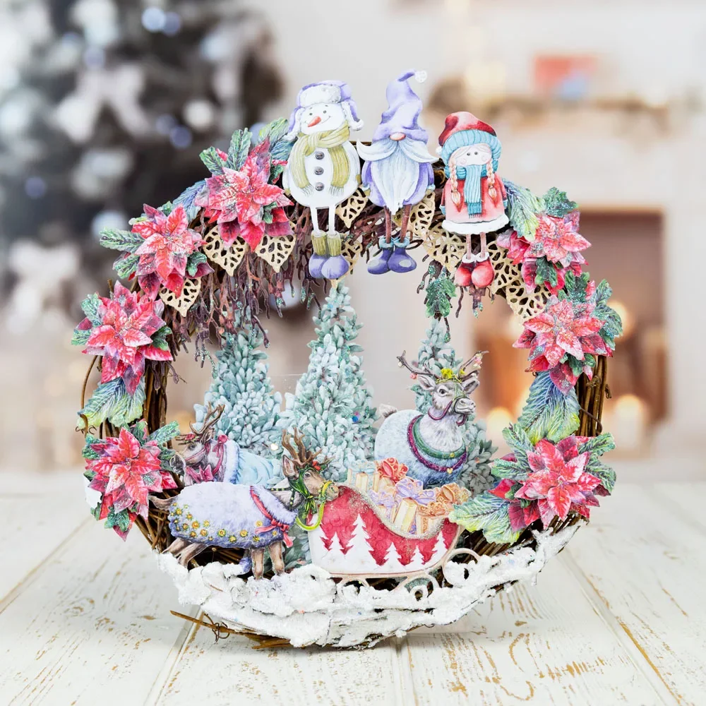 Санта Счастливого Рождества друзья дерево сани металлические штампы для резки