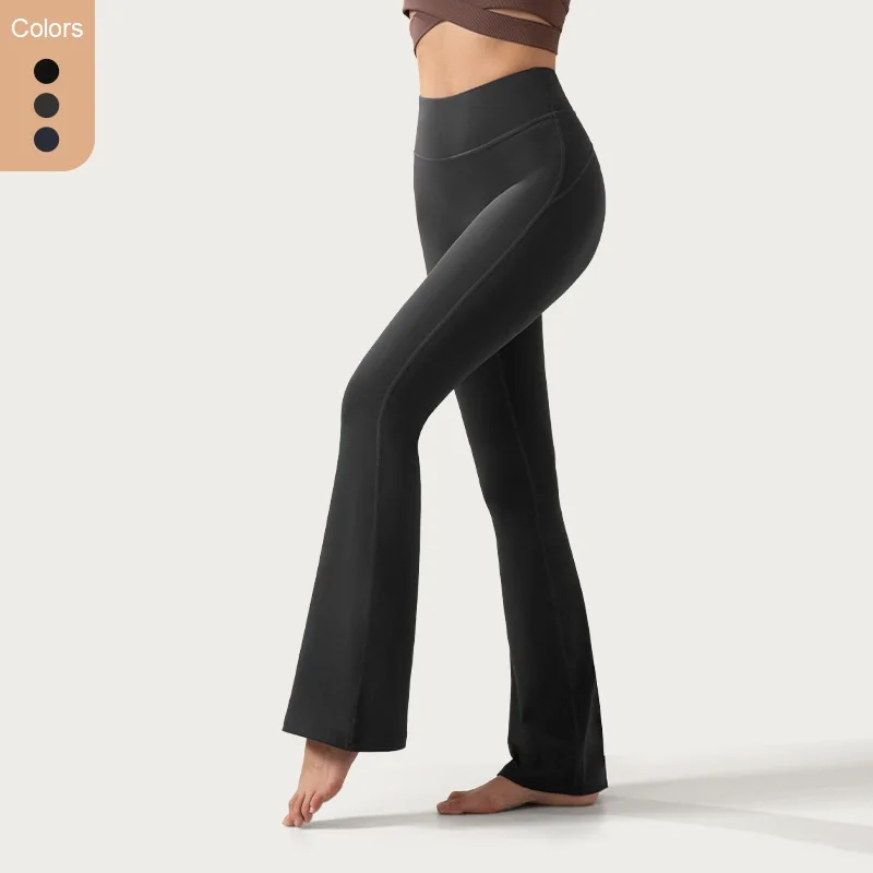Women's Yoga Flared Pants High Waist Nylon High Stretch NO T-Stitch Design Sports Training Fitness Flare Leggings Trousers