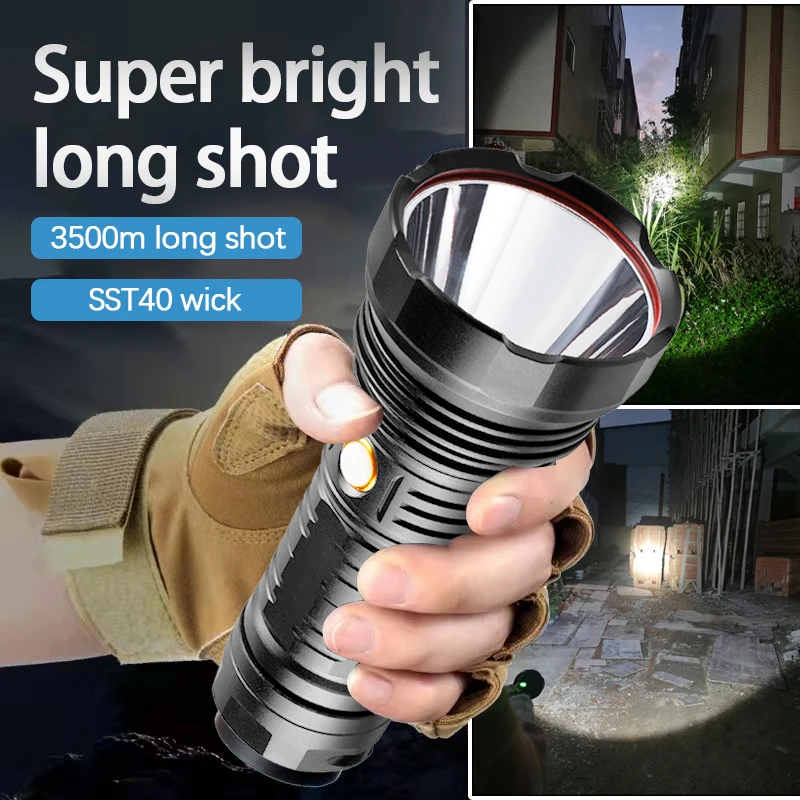 JUJINGYANG LED High Brightness Aluminum Alloy 20W Rechargeable Super Flashlight
