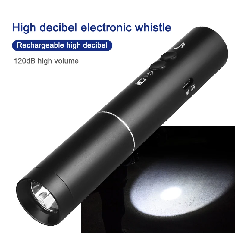 

Electronic Whistle With LED Flashlight 2 IN 1 High Decibel Outdoor Traffic Football Basketball Game Referee Training Survival Wh