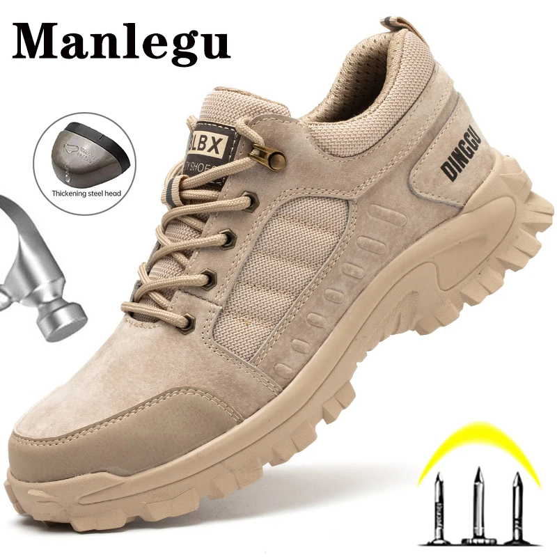 

Anti-Slip Work Shoes Men Breathable Construction Shoes Work Boots Steel Toe Cap Safety Shoes Men Puncture-Proof Work Sneakers
