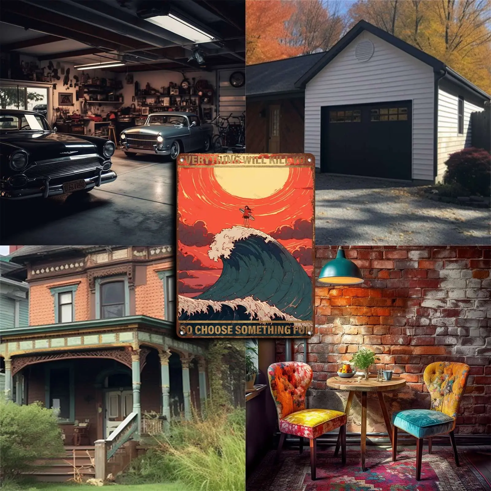 FLFGIDD Оловянная вывеска для серфинга металлическая настенная табличка в стиле