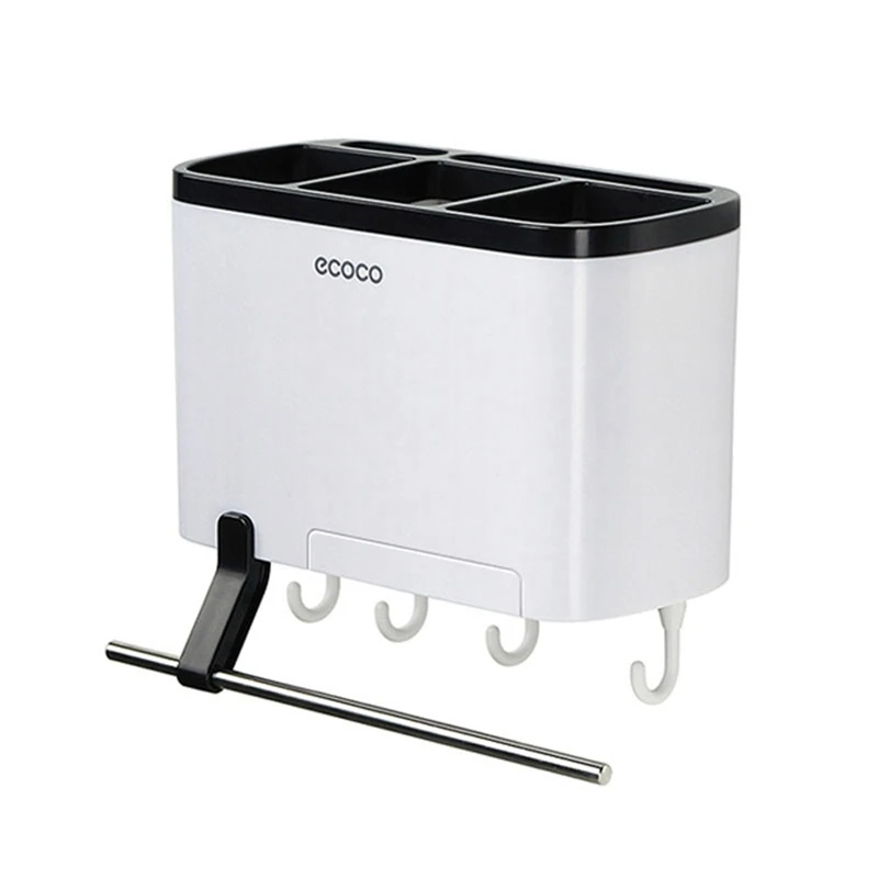 

Ecoco Chopsticks Tube Wall-Mounted Drain Holder With Hooks Multifunction Kitchen Accessories Tableware Spoon Kitchen Supplies