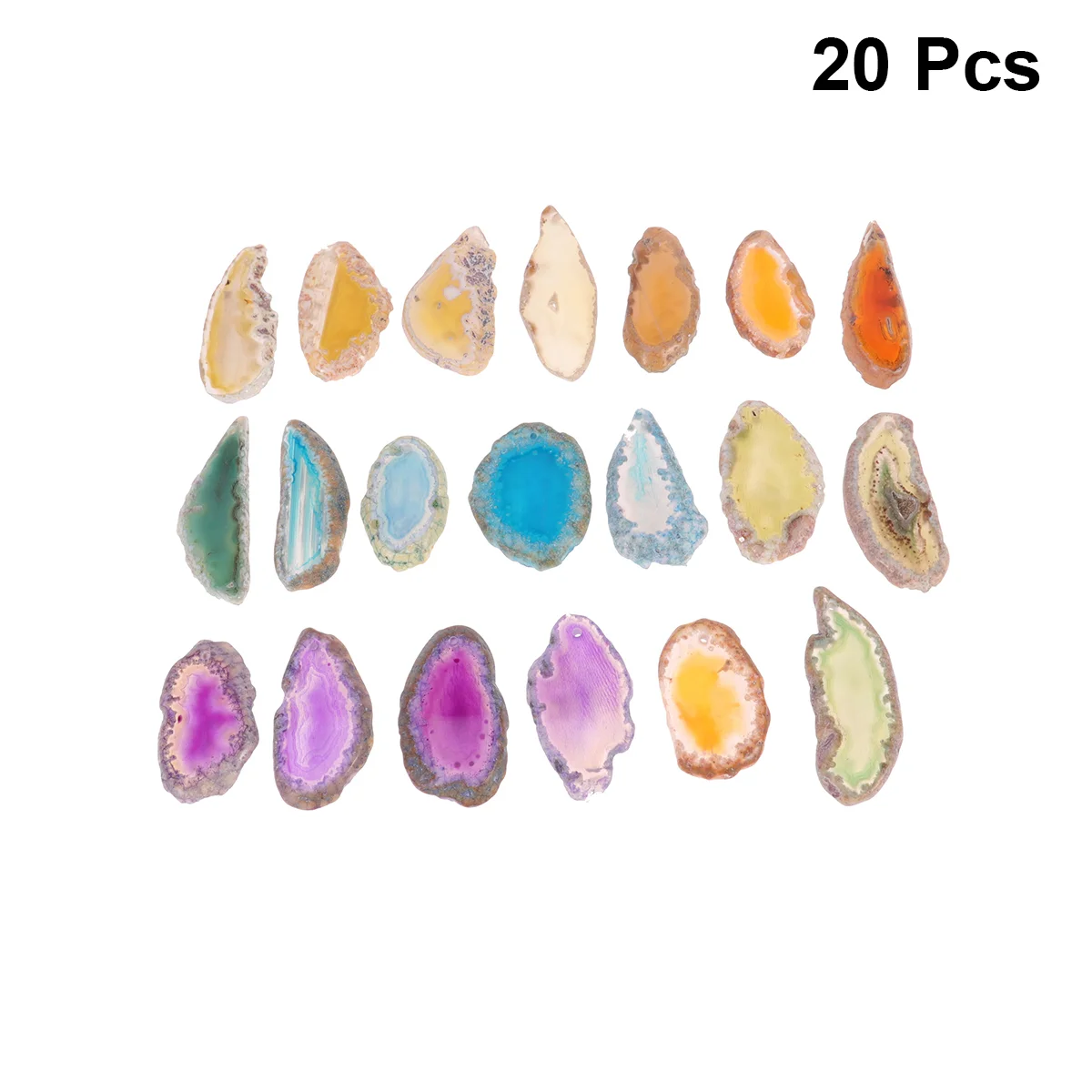 

20pcs Natural Agate Slices Colorful Geode Agate Slab Cards Drilled Agate Slices Irregular Shapes Natural Agate Agate Light