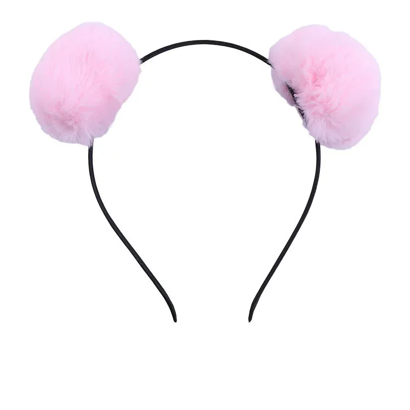 Плюшевая повязка на голову с помпоном для взрослых и детей милая заколка ушками