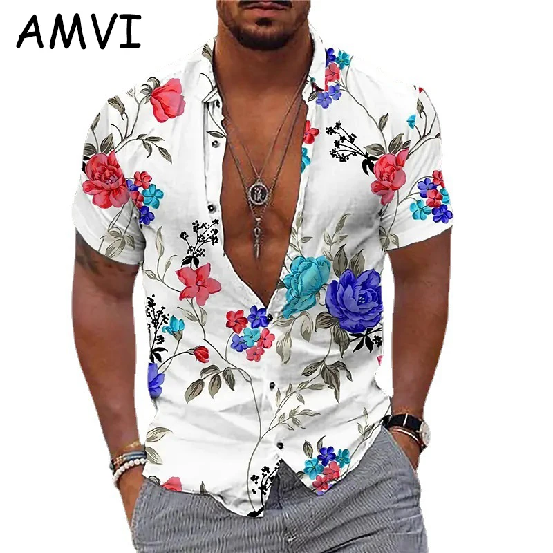 

Mens Shirts Designer Clothes Men Hawaiian Shirt Homme Festival Hombre Streetwear Short Sleeve Tee Ocean Boat Pattern Tops