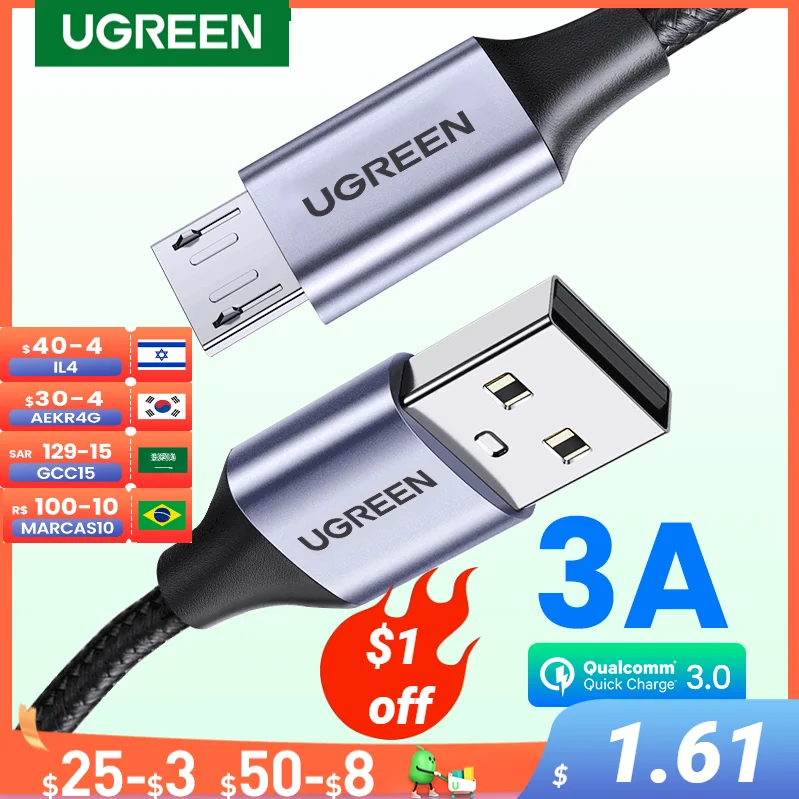 Ugreen микро USB кабель 3A нейлоновый кабель USB Type-C для быстрой зарядки для Samsung Xiaomi HTC зарядное устройство USB кабель для передачи данных мобильный телефон кабель Ugreen микро USB кабель 3A нейлоновый кабель USB Type-C для быстрой зарядки для Samsung Xiaomi HTC зарядное устройство USB кабель для передачи данных мобильный телефон кабель