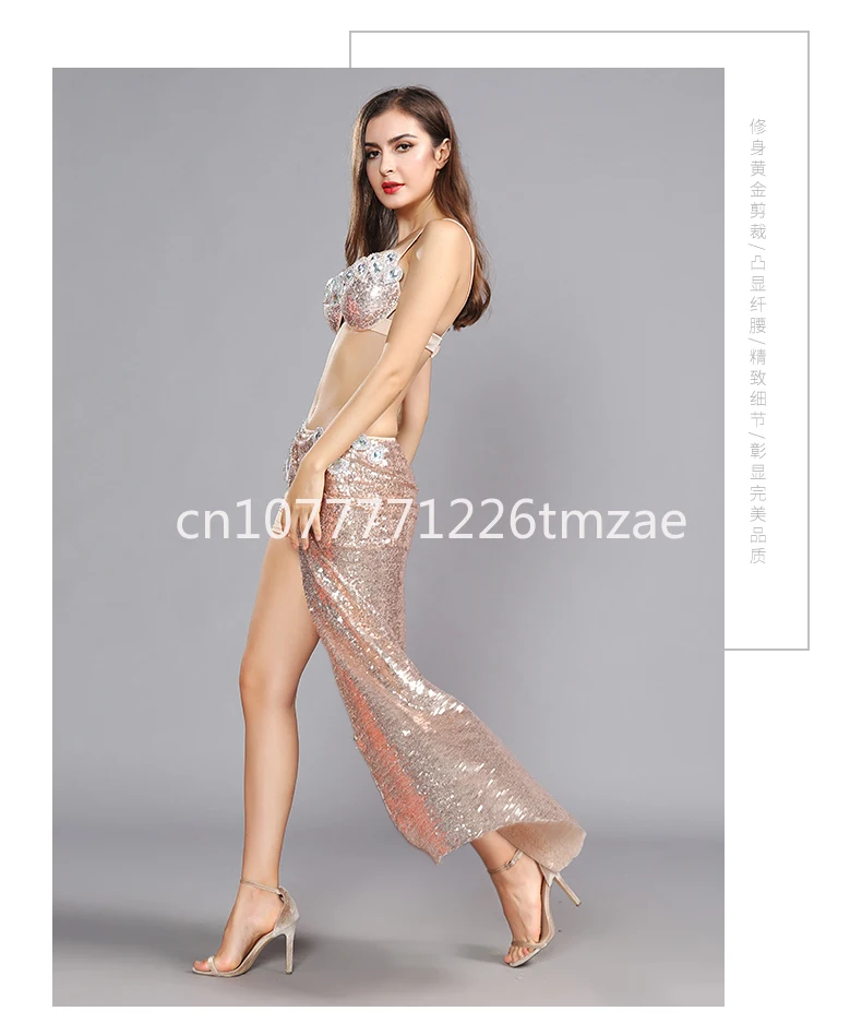 Костюм для танца живота девушек одежда выступлений бюстгальтер с блестками и