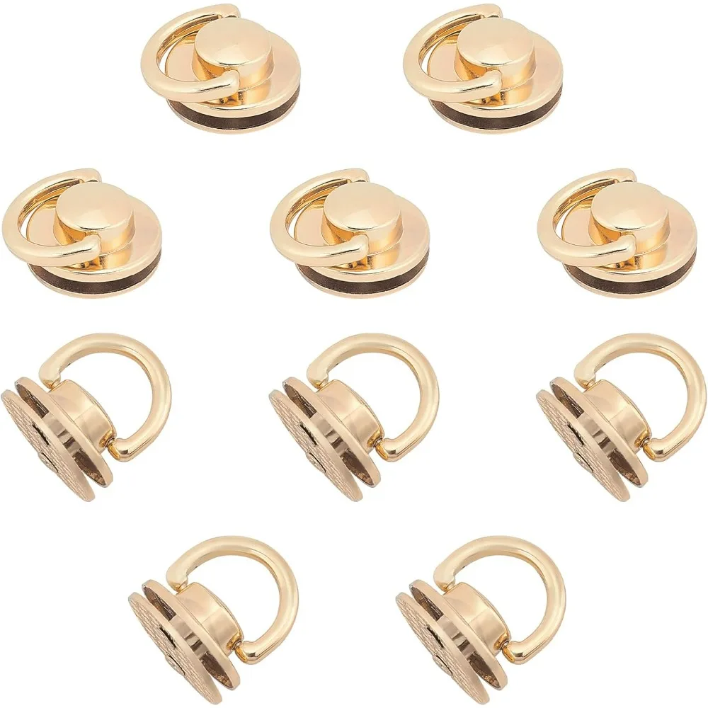 10pcs Round Head Buttons with D Ring Alloy Purse Suspension Clasp Handbag Hardware Chain Strap Connector Bag Handle Link