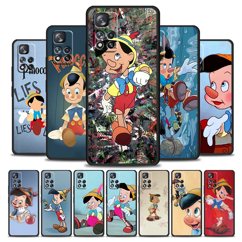

Anime Boy Cute Pinocchio Case For Xiaomi Redmi Note 11 10 11T 10S 9 9S 8 7 5G 4G Soft Black Phone Cover Funda Coque Capa Shell