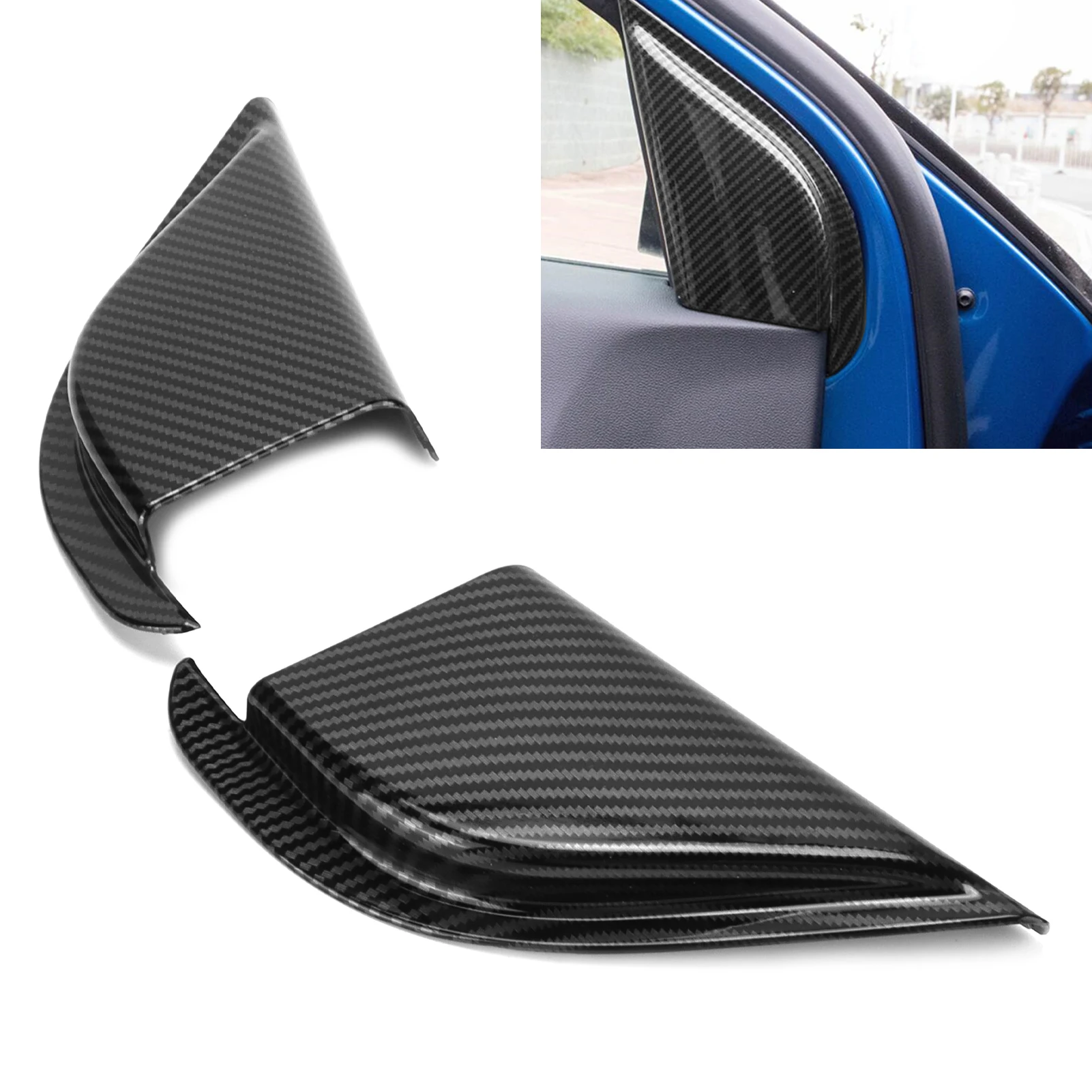 

Front Door A Pillar Triangular Trim Carbon Fiber Style Moulding Replacement for Ford Focus 2019 2020 2021 Sedan Hatchback