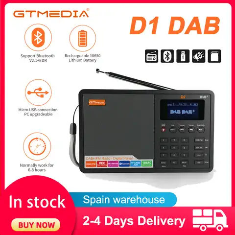 Радио GTMEDIA D1 портативный DAB цифровой динамик Bluetooth AUX в слоте для TF карты mp3-плеер Запись будильник таймер сна