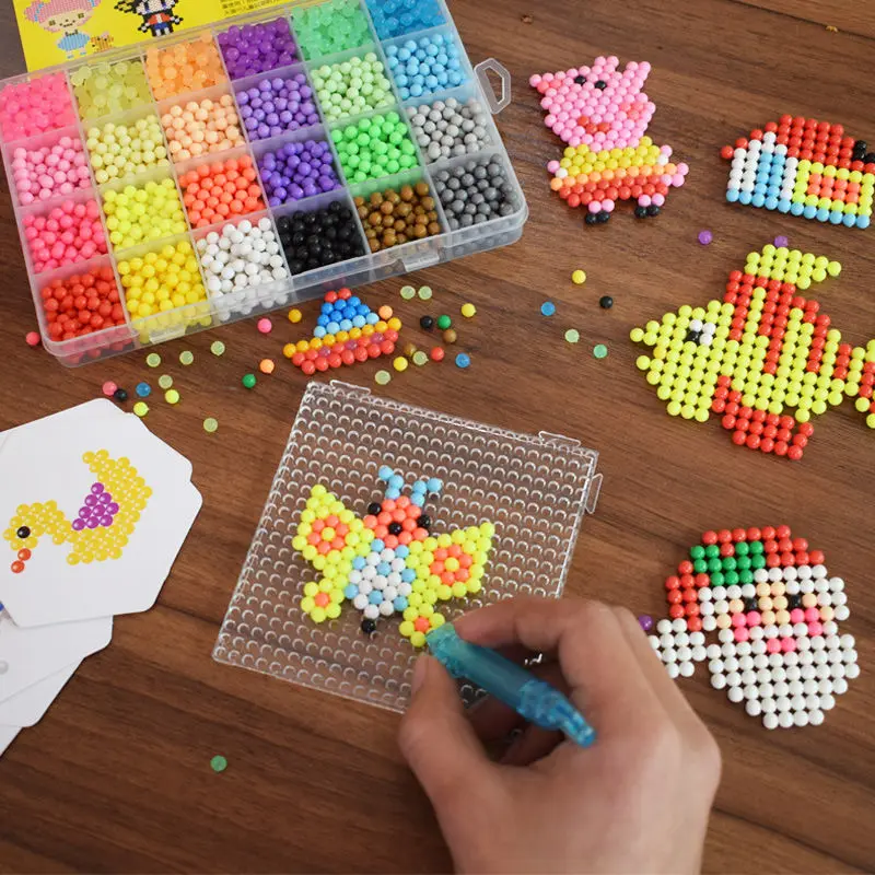 Aqua Beads DIY Set Perlen Tool Creativity Magic Water Pegboard Arts and Crafts for Kids Toys Girls Children Gift 5 7 10 | Игрушки и