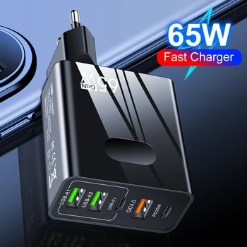 USB Charger 65W Quick Charger 3.0 Type C 2PD 3USB Fast Charging Wall Adapter For iPhone 14 Pro 13 12 Samsung Xiaomi Mobile Phone 1