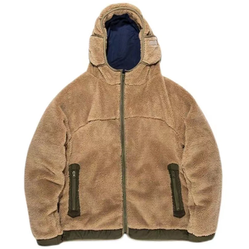 

Hot Sale Men's Winter Outdoor Fleece Warm Jackets Japanese Harajuku Couple Fashion Splice Function Hooded Windproof Women's Coat