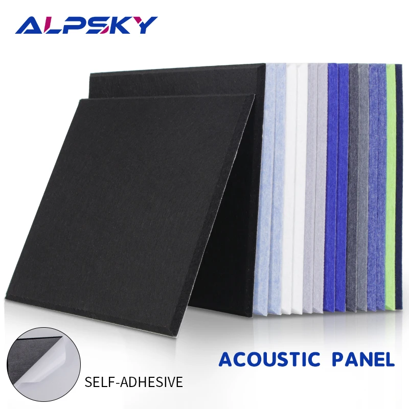

6Pcs Square Self-adhesive Acoustic Panel Polyester Soundproofing Wall Panels Sound Proof Study Meeting Room Nursery Wall Decor