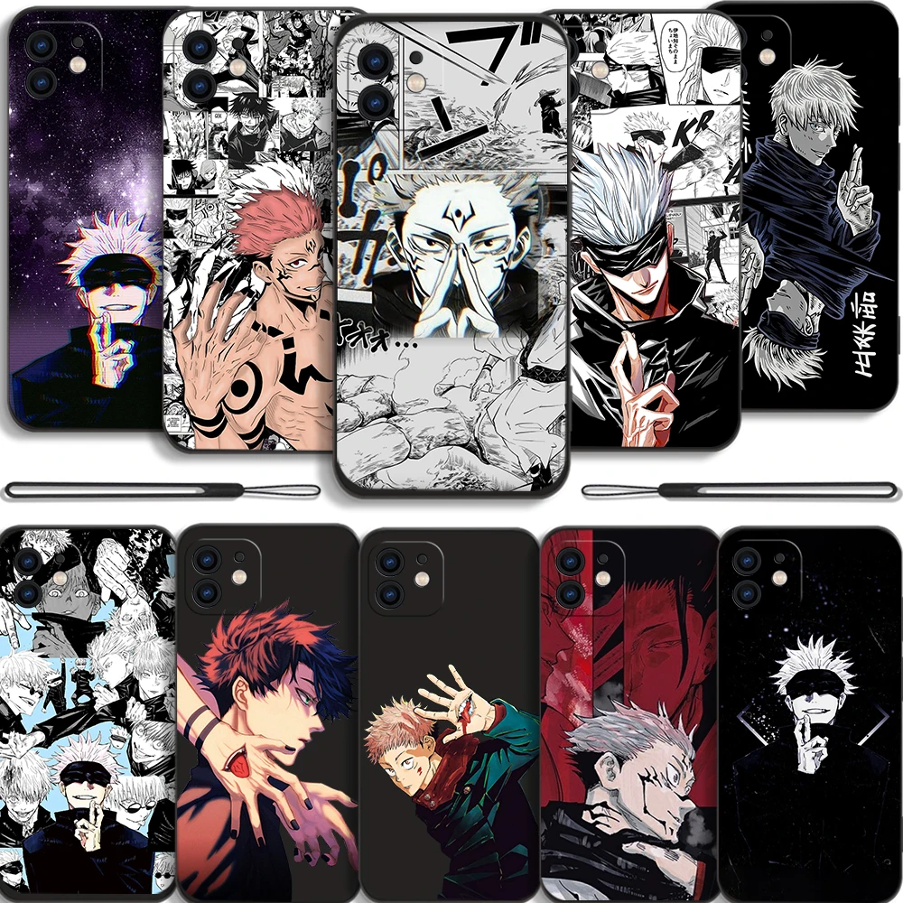 

Anime Jujutsu Kaisen Phone Case For Samsung Galaxy S23 S22 S21 S20 Ultra Plus FE S10 4G S9 S10E Note 20 Plus With Lanyard Cover