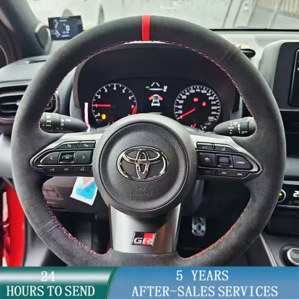 

Индивидуальный автомобильный плетеный чехол на руль, ручное шитье, замшевая кожа, сделай сам, для Toyota Yaris GR 2020 2021 2022, автоаксессуары