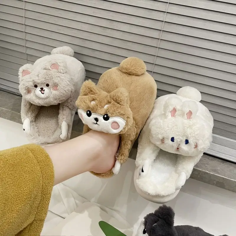 

Footsie Cat Slippers For Adults Women Fluffy Mules Designer Animal Home Shoes Woman Girl Kawaii Scuff Slipper Bunny Shoes Winter
