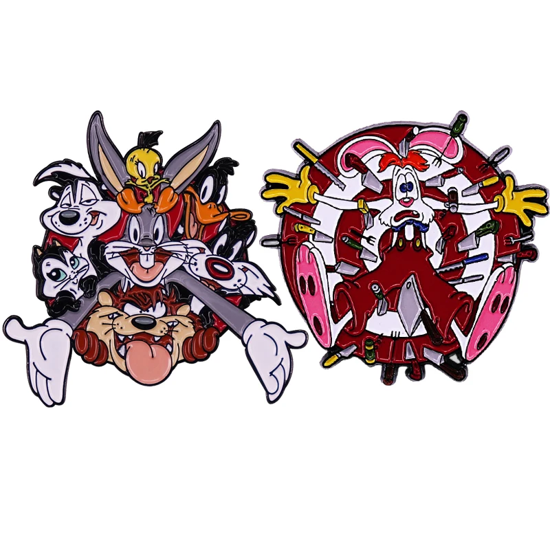 

Cartoon Roger Bunny Rabbit Brooches Enamel Pin Brooch Badge Lapel Pins Hard Metal Alloy Jacket Decoration Ornaments Jewelry