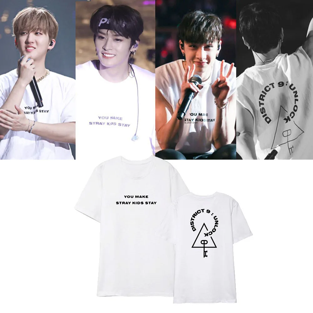 

stray kids concert District 9 Unlock T-shirt short-sleeved T-shirt Korean loose support clothes T-shirt for men and women