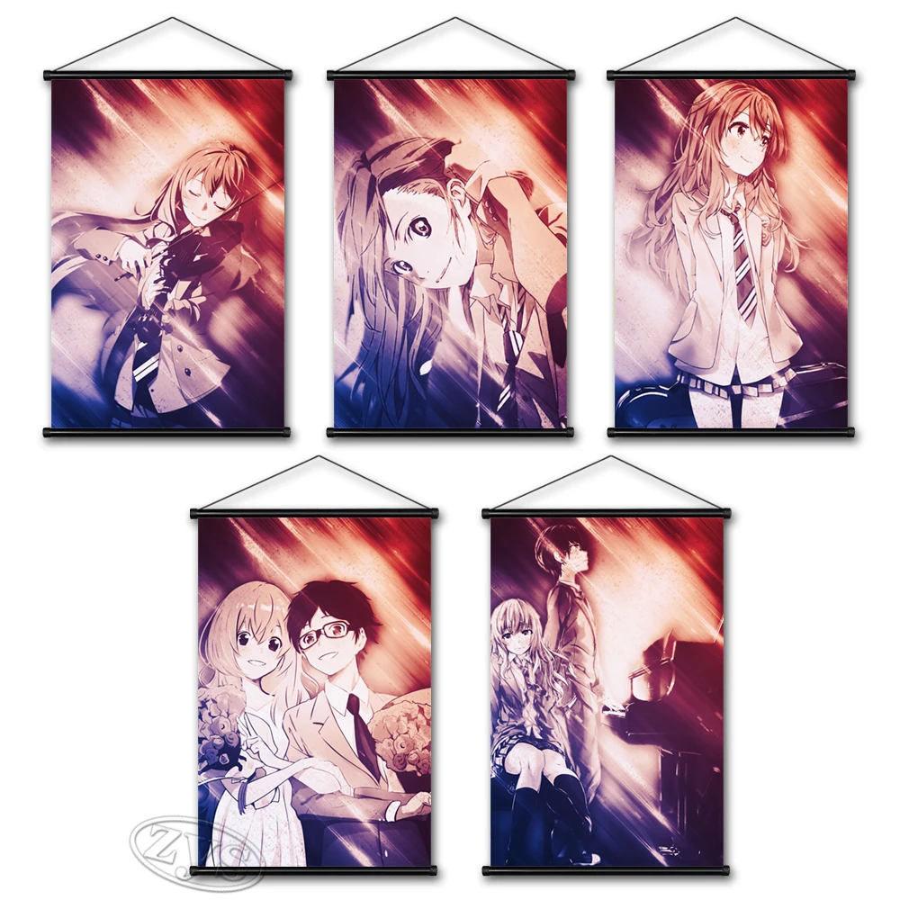 

Japanese Anime Hanging Scrolls Your Lie in April Posters and Prints Wall Art Picture Canvas Painting Mural Home Kids Room Decor
