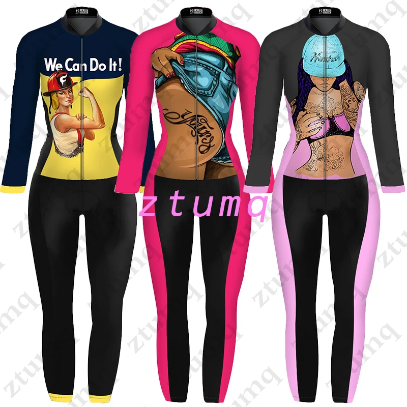 

Женский велосипедный комбинезон с длинным рукавом, осень 2022, комбинезон для триатлона, велосипедный трикотажный наряд, спортивная одежда д...