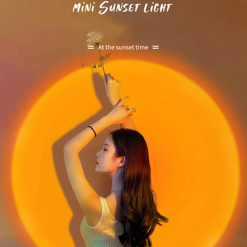 Проекционный светильник с закатом радужная атмосфера Ночной украшение для