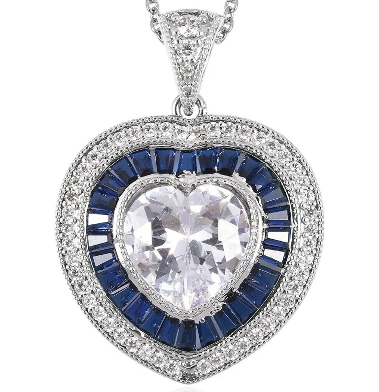 Роскошное ожерелье с подвеской в форме сердца ANGLANG свадебное синим кубическим